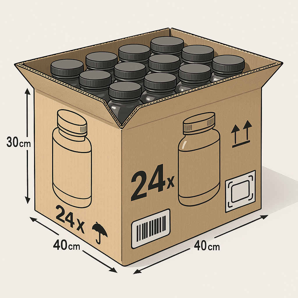 Diagrama de embalaje de botellas de c&aacute;psula